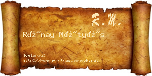 Rónay Mátyás névjegykártya